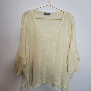 Medium Wooden Ships Cream Mohair Wool Loose Knit Sweater